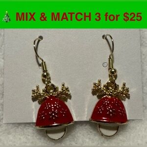 CE66 - Red Christmas Bells & Gold-tone Earrings